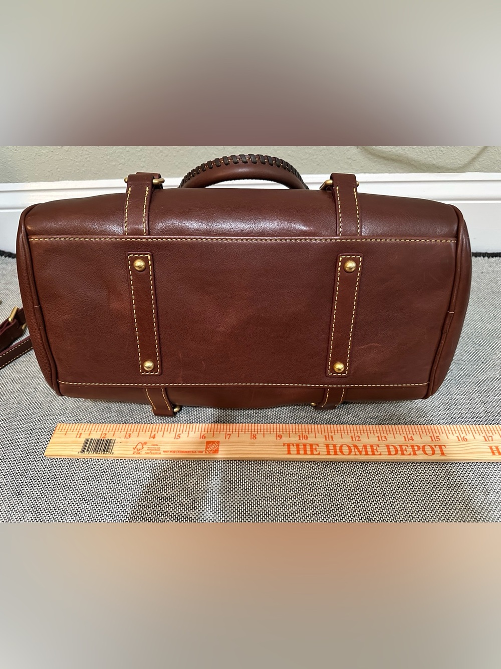 Dooney & Bourke Florentine Large Satchel Chestnut Leather Crossbody EUC - Picture 11 of 16